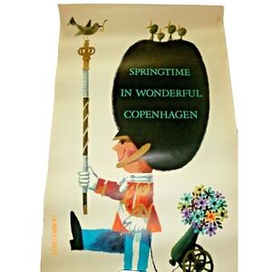 Vintage 1961 Antoni Springtime in Wonderful Copenhagen Travel Poster 24x39